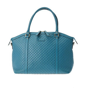 GUCCI Guccissima Turquoise Blue Leather Tote Bag
